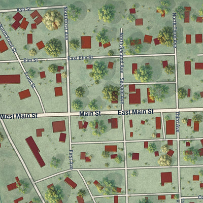 Close-up of the map of Hadar, Nebraska print showing street and building detail