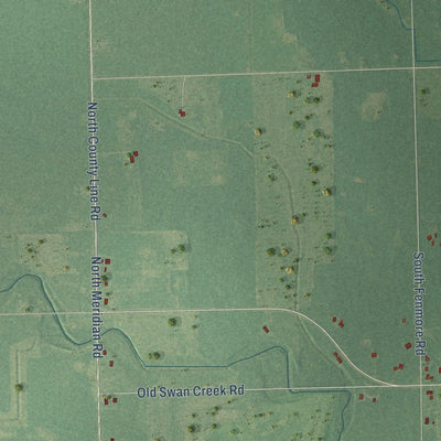 Close-up of the map of Lakefield, Saginaw County, Michigan print showing street and building detail