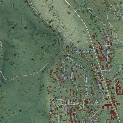 Close-up of the map of Winter Park, Colorado print showing street and building detail