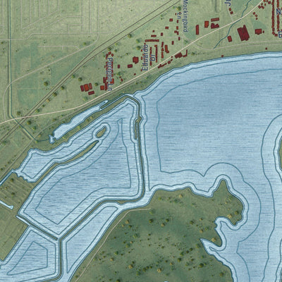 Close-up of the map of Pontoon Beach, Illinois print showing street and building detail