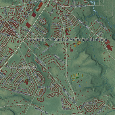 Close-up of the map of Mantua, New Jersey print showing street and building detail
