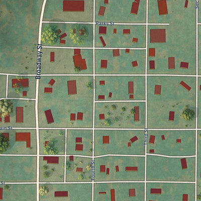 Close-up of the map of Camargo, Oklahoma print showing street and building detail