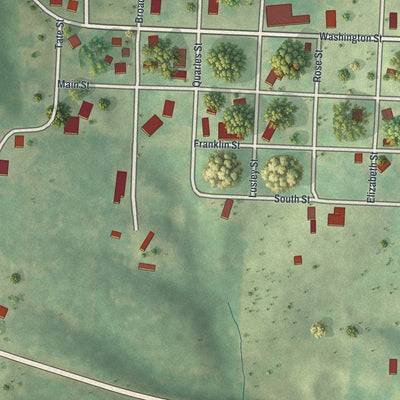 Close-up of the map of Luray, Missouri print showing street and building detail