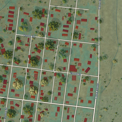 Close-up of the map of San Luis, Colorado print showing street and building detail