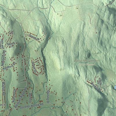 Close-up of the map of Beekman, New York print showing street and building detail