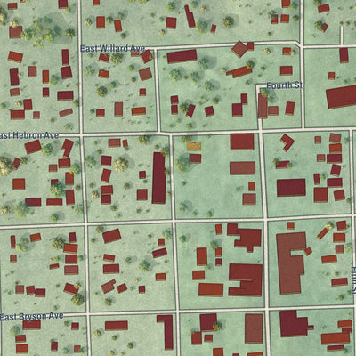 Close-up of the map of Deshler, Nebraska print showing street and building detail