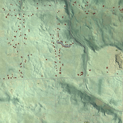 Close-up of the map of Alamo, Michigan print showing street and building detail