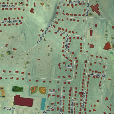 Close-up of the map of New Hempstead, New York print showing street and building detail