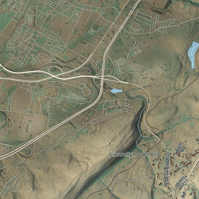 Close-up of the map of Bear Creek, Pennsylvania print showing street and building detail