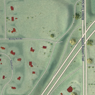 Close-up of the map of Sunfish Lake, Minnesota print showing street and building detail