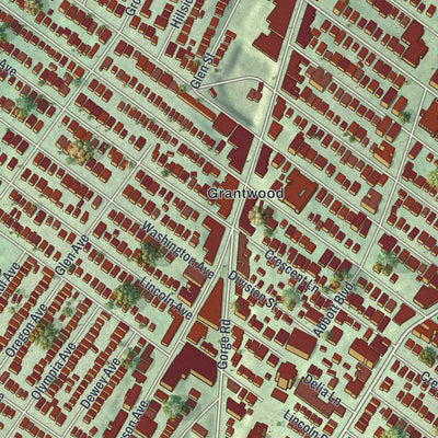 Close-up of the map of Cliffside Park, New Jersey print showing street and building detail