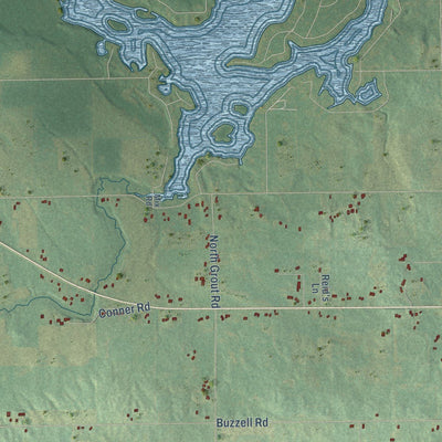 Close-up of the map of Grout, Michigan print showing street and building detail