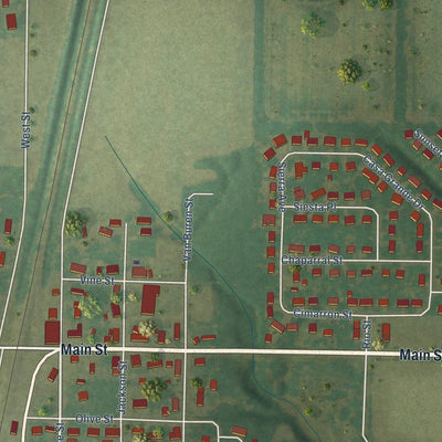 Close-up of the map of Watson, Illinois print showing street and building detail