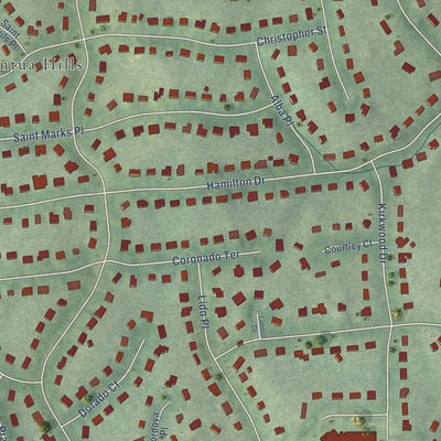 Close-up of the map of Mantua, Virginia print showing street and building detail