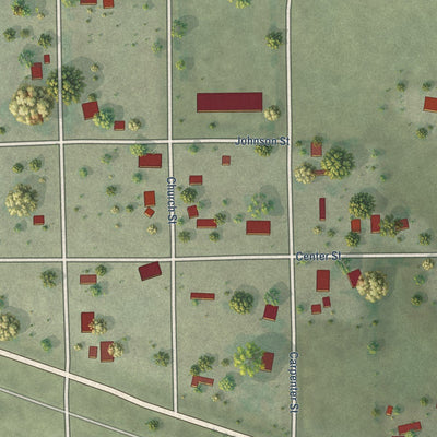 Close-up of the map of Johnstown, Nebraska print showing street and building detail
