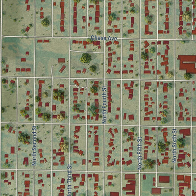 Close-up of the map of WaKeeney, Kansas print showing street and building detail