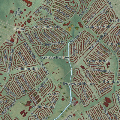 Close-up of the map of Bristol, Bucks County, Pennsylvania print showing street and building detail