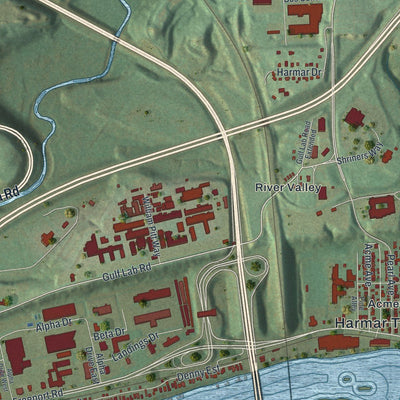 Close-up of the map of Harmar, Pennsylvania print showing street and building detail