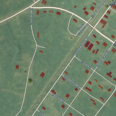 Close-up of the map of Donaldson, Arkansas print showing street and building detail