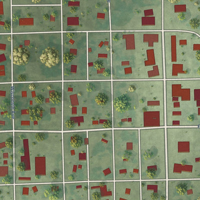 Close-up of the map of Geddes, South Dakota print showing street and building detail