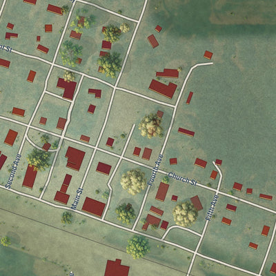 Close-up of the map of Kensal, North Dakota print showing street and building detail