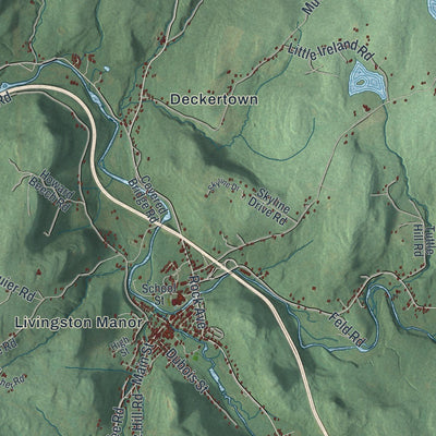 Close-up of the map of Rockland, New York print showing street and building detail