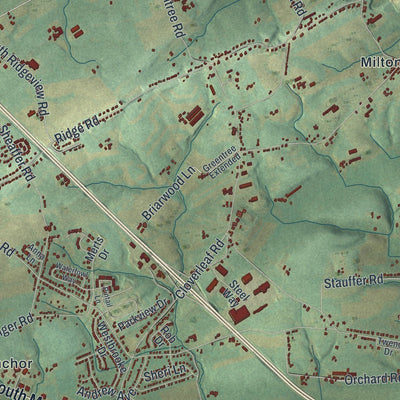 Close-up of the map of Mount Joy, Lancaster County, Pennsylvania print showing street and building detail