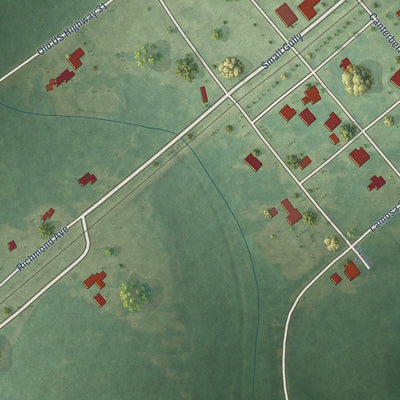 Close-up of the map of Pollard, Alabama print showing street and building detail