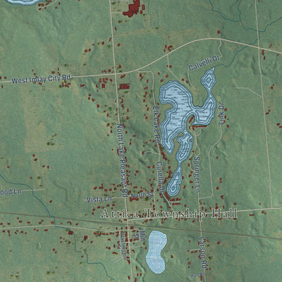 Close-up of the map of Attica, Michigan print showing street and building detail