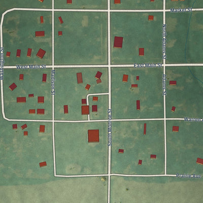 Close-up of the map of Milan, Kansas print showing street and building detail