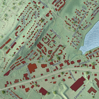 Close-up of the map of Mechanicstown, New York print showing street and building detail