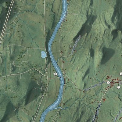 Close-up of the map of Lyme, New Hampshire print showing street and building detail