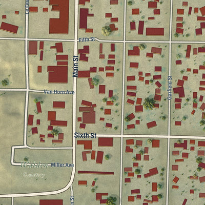 Close-up of the map of Walden, Colorado print showing street and building detail