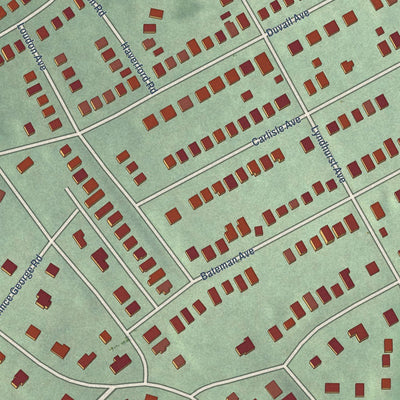 Close-up of the map of Windsor Hills, Maryland print showing street and building detail