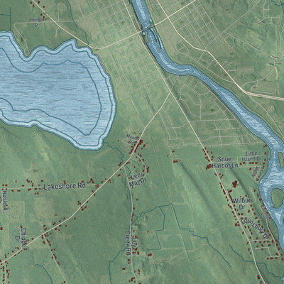 Close-up of the map of Granby, New York print showing street and building detail