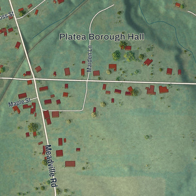Close-up of the map of Platea, Pennsylvania print showing street and building detail