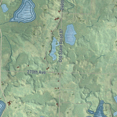 Close-up of the map of Sterling, Polk County, Wisconsin print showing street and building detail