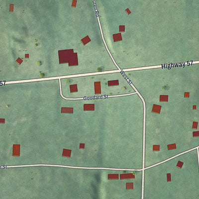 Close-up of the map of Saulsbury, Tennessee print showing street and building detail