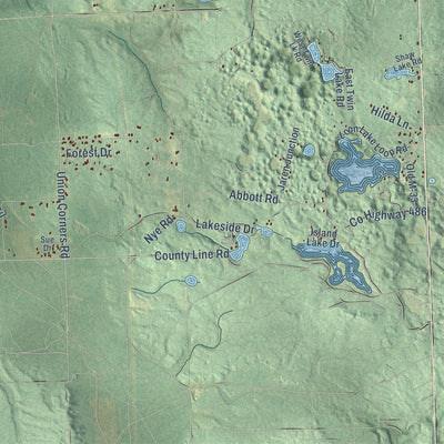 Close-up of the map of Big Creek, Michigan print showing street and building detail