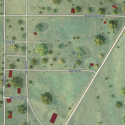 Close-up of the map of Eddyville, Illinois print showing street and building detail