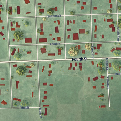 Close-up of the map of Henry, South Dakota print showing street and building detail