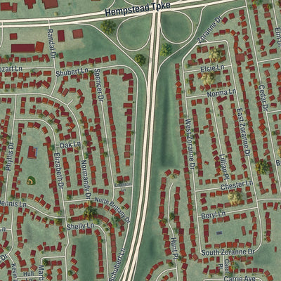 Close-up of the map of Plainedge, New York print showing street and building detail
