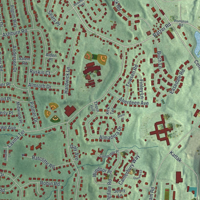 Close-up of the map of Preakness, New Jersey print showing street and building detail