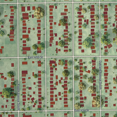Close-up of the map of Bryant, Minnesota print showing street and building detail