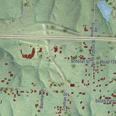 Close-up of the map of Doolittle, Missouri print showing street and building detail