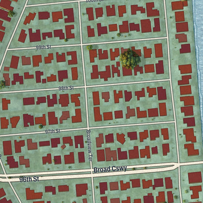 Close-up of the map of Bay Harbor Islands, Florida print showing street and building detail