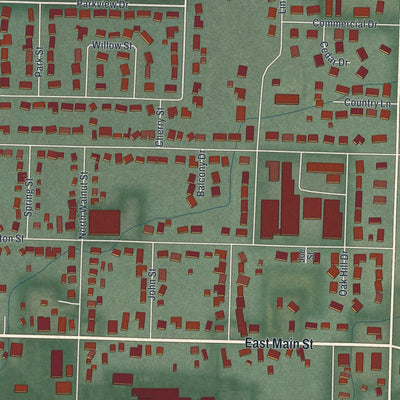 Close-up of the map of St. Henry, Ohio print showing street and building detail