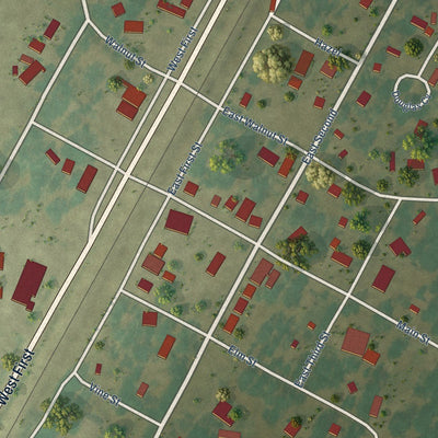 Close-up of the map of Swifton, Arkansas print showing street and building detail