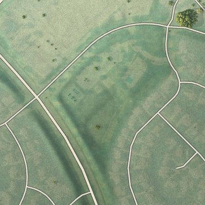 Close-up of the map of Ten Broeck, Kentucky print showing street and building detail