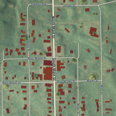 Close-up of the map of Camden, Michigan print showing street and building detail